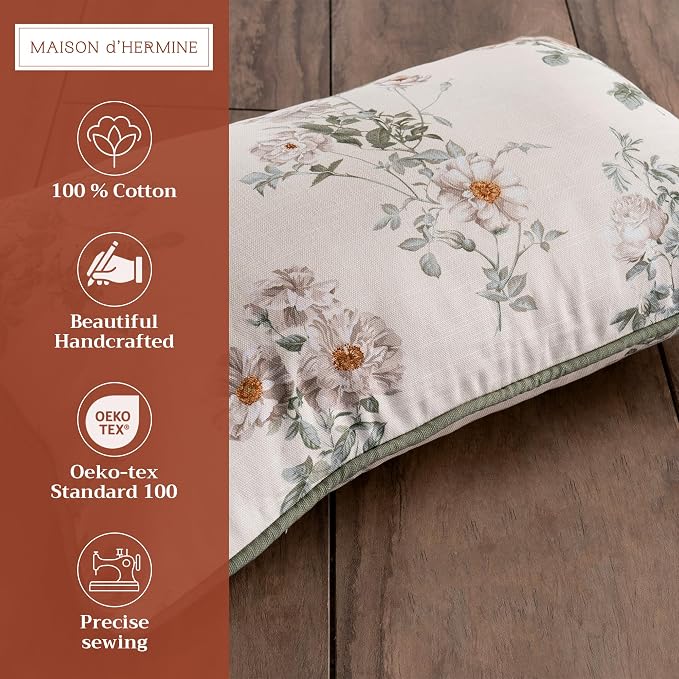 Maison d' Hermine Throw Pillow Covers 100% Cotton (12" x 20" - Pack of 1)