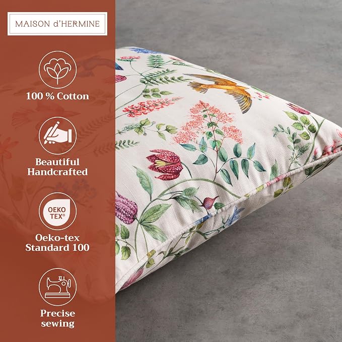 Maison d' Hermine Throw Pillow Covers 100% Cotton (18" x 18" - Pack of 1)
