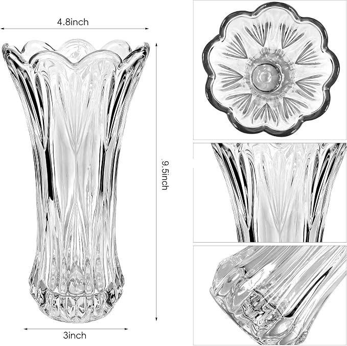 Glass Flower Vase,Clear Thicken Vase for Home Dining Table Living Room Office Wedding Holiday Party Centerpiece Decor
