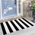 KILOCOCO Black and White Striped Rug 2.3'x3.6' Washable Front Door Mat | Indoor Outdoor Rugs, Cotton Layered Doormats, Low Pile Front Porch Rug, Woven Welcome Mat for Entryway Kitchen Patio