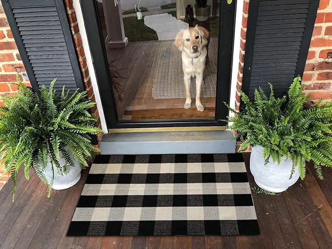 Ukeler Buffalo Plaid Rugs 27.5 x 43.3 Inches Perfect Size for Layered Door Mats, Customized Size for Hello Welcome Doormat, Super Popular Farmhouse Décor