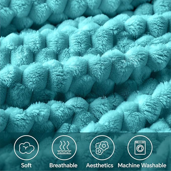 BEDELITE Teal Throw Blanket for Couch, Soft Cozy Gifts for Women, 50 * 60 | 3D Jacquard Decorative Fleece Blanket, Super Soft Plush Throws, Cute Birthday Gift for Women & Men, Suitable for All Seasons