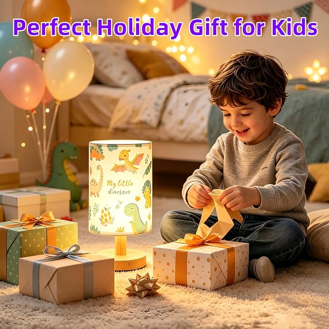 Dinosaur Kids Table Lamp for Bedroom Boys Dino Decor Small Bedside Lamps