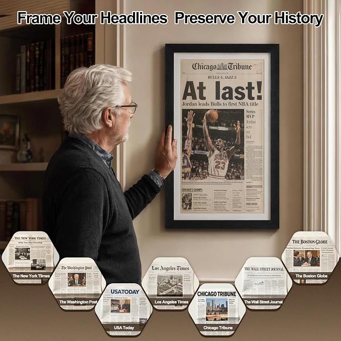 11x22 Up to 13x24 Newspaper Frame,Black,Engineered Wood,Polished Plexiglass
