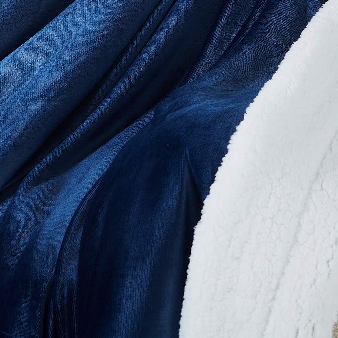SOCHOW Sherpa Fleece Throw Blanket, Navy Blue, 50x60 inches | Double-Sided Super Soft Luxurious Plush Blanket Throw Size