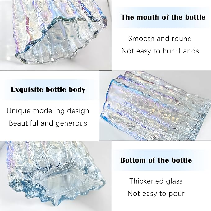 Aoderun Glass Vase Crystal Vase Heavy Duty Large Flower Vase for Dining Table Kitchen Office Home Shelf Wedding Living Room Centerpieces(Iridescent Clear)