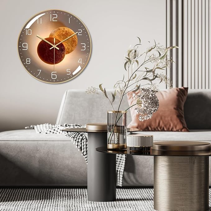 Ergocar Wall Clock, Art Deco Wall Clock, Non-Ticking Silent Modern Metal Wall Clock, Suitable for Living Room, Bedroom, Office,Study Room,