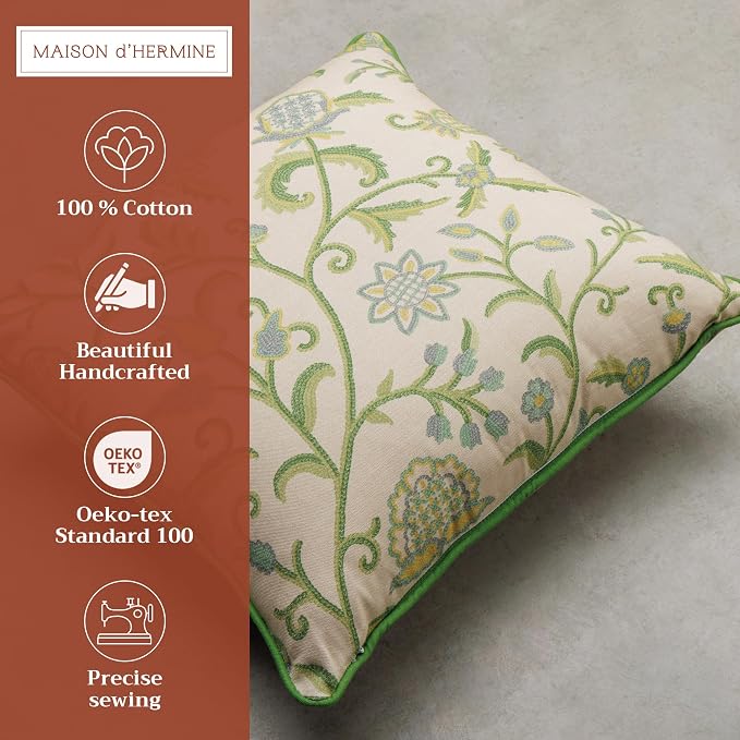 Maison d' Hermine Throw Pillow Covers 100% Cotton (20" x 20" - Pack of 1)