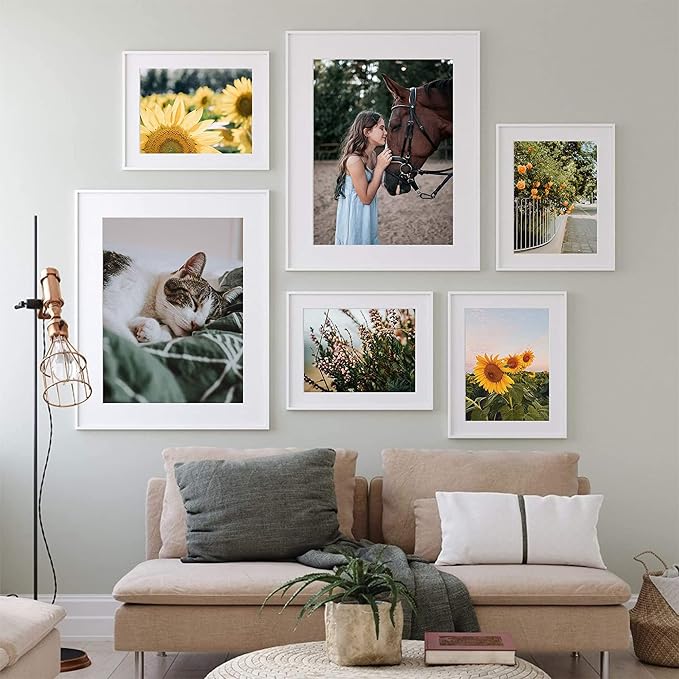 upsimples 4x6 Picture Frame Set of 10, Display Pictures 3.5x5 with Mat or 4x6 Without, Multi Photo Frames Collage for Wall or Tabletop Display, White