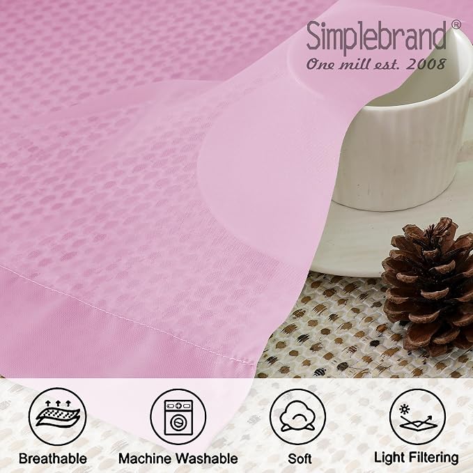 Simplebrand Pink Short Sheer Curtains 45 Inch Length for Small Windows, Rod Pocket 2 Panels Set Solid Voile Drapes Window Sheer Curtains for Bedroom Bathroom Kids Room Kitchen, 42x45 Inch, 2pcs