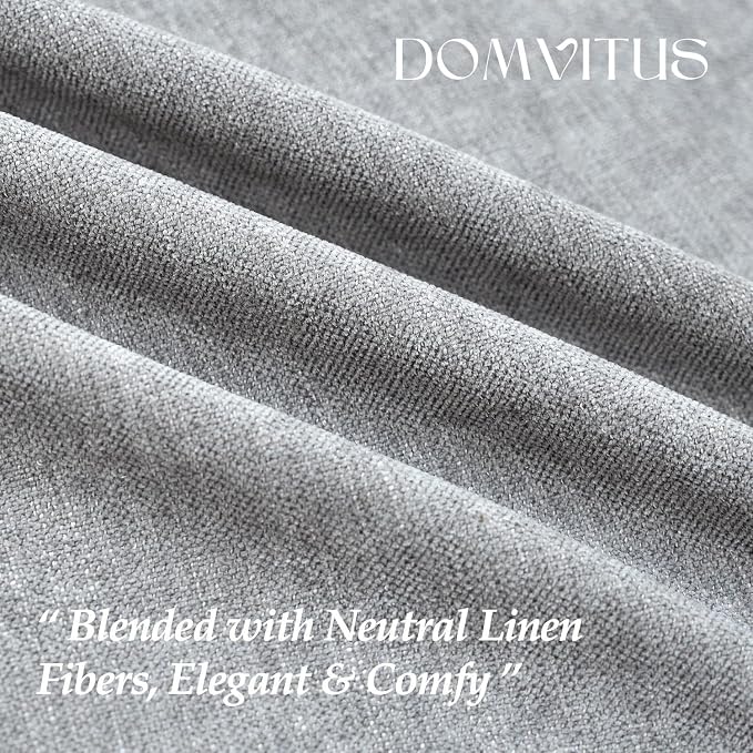 DOMVITUS Throw Pillow Covers 20x20 Pack of 2, Decorative Soft Soild Textured Accent Cushion Case, Neutral Boho Farmhouse Linen Pillow Covers for Couch Sofa Bedroom Living Room Home Decor, Light Grey