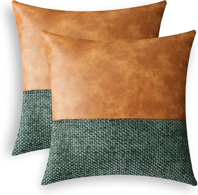 CaliTime Decorative Couch Throw Pillow Covers 18 X 18 Inches Dark Green