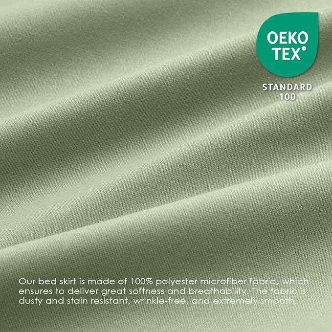 FreshCulture Elastic Bed Skirt - Full Size, 18-Inch Drop, Hotel Quality Dust Ruffle (Sage Green)