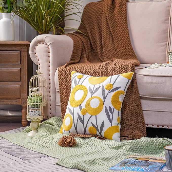 ARTMAGIC Boho Throw Pillow Cover Embroidered Decorative Cushion Cover