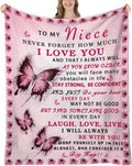 Niece Blanket from Aunt - Niece Gifts from Auntie - Gifts for Nieces from Aunt - Nieces Gift for Birthday & Graduation, Soft Flannel Throw Blanket, Pink Butterfly, 60"x50"