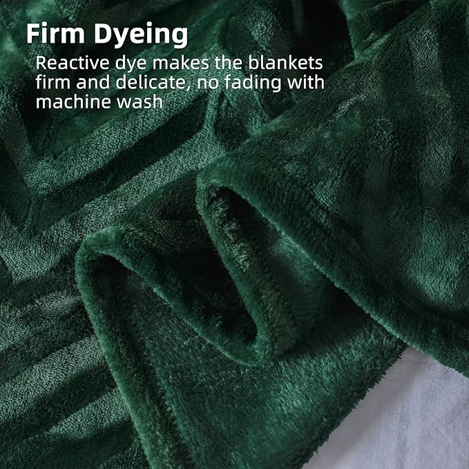 Whale Flotilla Flannel Fleece Bed Blanket Twin XL Size, Emerald Green | Lightweight Breathable Soft Bedspread, Plush Fluffy Coverlet Chevron Design Decorative Blanket for All Season, 90x66 Inch