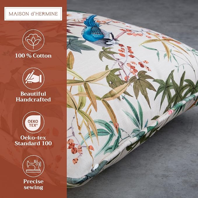 Maison d' Hermine Throw Pillow Covers 100% Cotton (18" x 18" - Pack of 1)