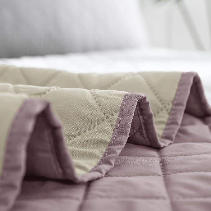 Easy-Going Reversible Quilt Set Twin, Bedspread with 1 Shams, Pink/Beige | Machine Washable Lightweight Bed Comforter, 1 Quilt + 1 Pillow Shams, All Season Bed Coverlets for Bedroom