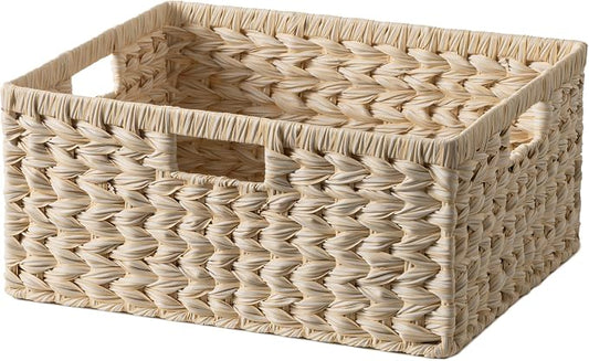 GRANNY SAYS Wicker Baskets for Organizing, Wicker Storage Baskets, 1-Pack | Plastic Waterproof Wicker Storage Baskets for Shelves, Woven Baskets for Storage, Shelf Baskets, Woven Baskets with Handles