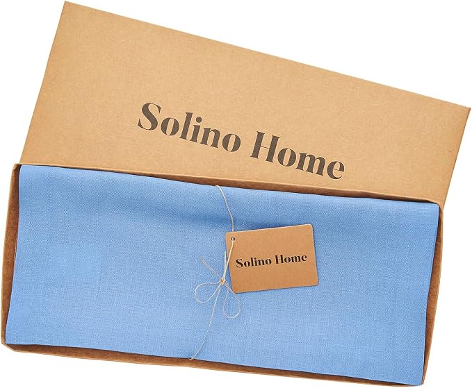 Solino Home 100% Pure Linen Table Runner Provence Blue, Fete 14 x 120 in | a graceful centrepiece for dining and gatherings, European flax fibres, handloomed texture, soft, fine, OEKO-TEX Certified