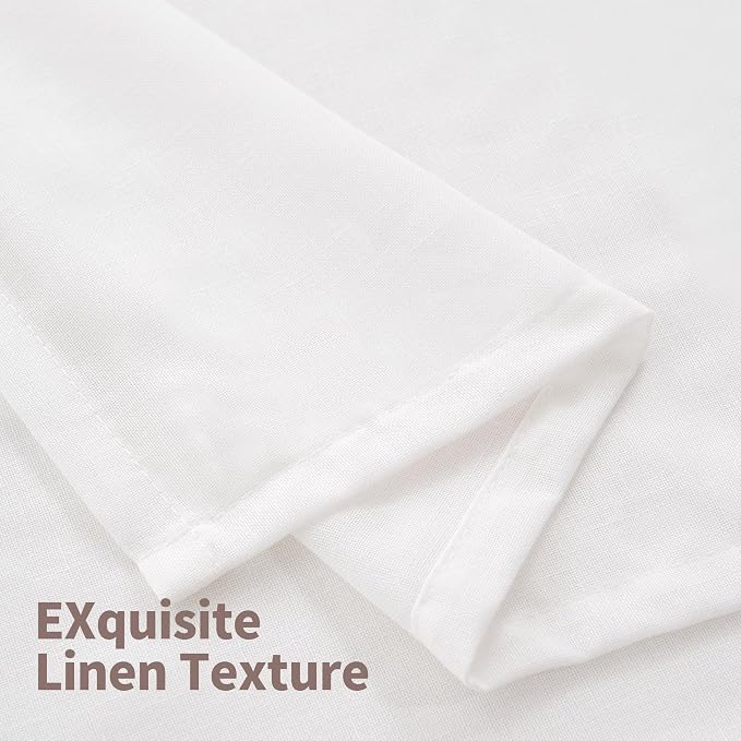 YoungsTex White Linen Light Filtering Curtains 84 Inches Long 2 Panels for Living Room, Lightweight Window Treatments with Grommet Semi Sheer Drapes for Bedroom, 52 X 84 Inch