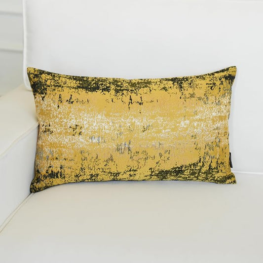 THE-TINOART Boho Chic Sun Gold Throw Pillow Covers 12x20, Textured Jacquard Woven with Metallic Threads, Global Inspired Decor for Couch Sofa Bed