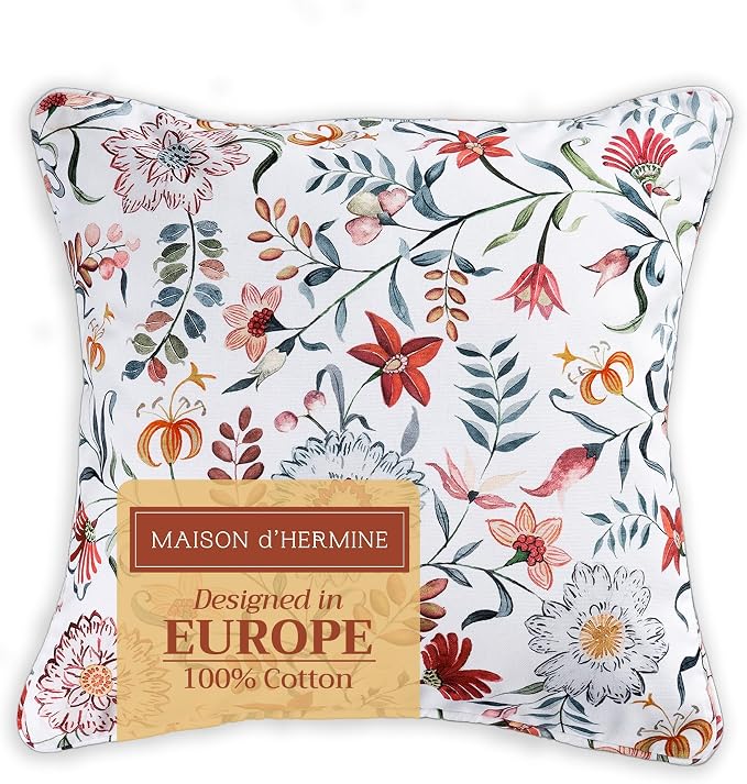 Maison d' Hermine Throw Pillow Covers 100% Cotton (18" x 18" - Pack of 1)