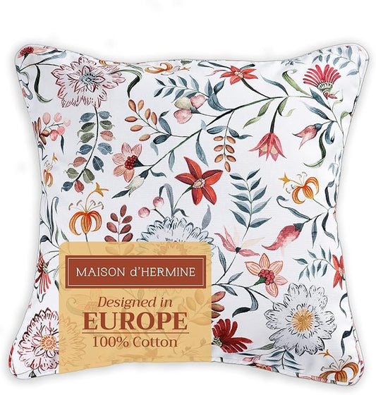 Maison d' Hermine Throw Pillow Covers 100% Cotton (18" x 18" - Pack of 1)