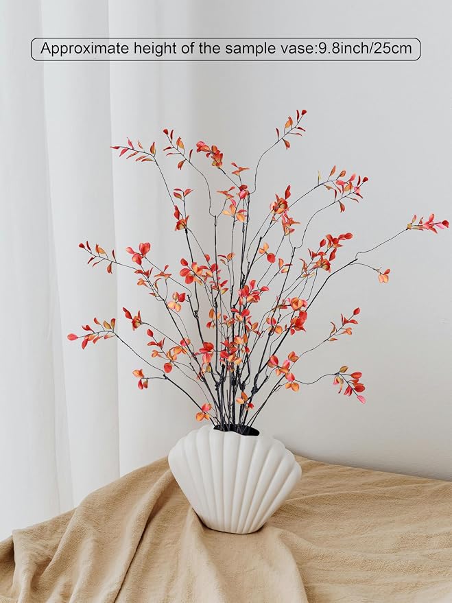 Forlaoers 38" Tall 8pcs Realistic Ficus Fall Artificial Plants Fake Greenery Stems Tree Olive Branches Silk Leaves Faux Flowers for Home Decor Indoor Table Centerpiece Vases Filler Office Decorations