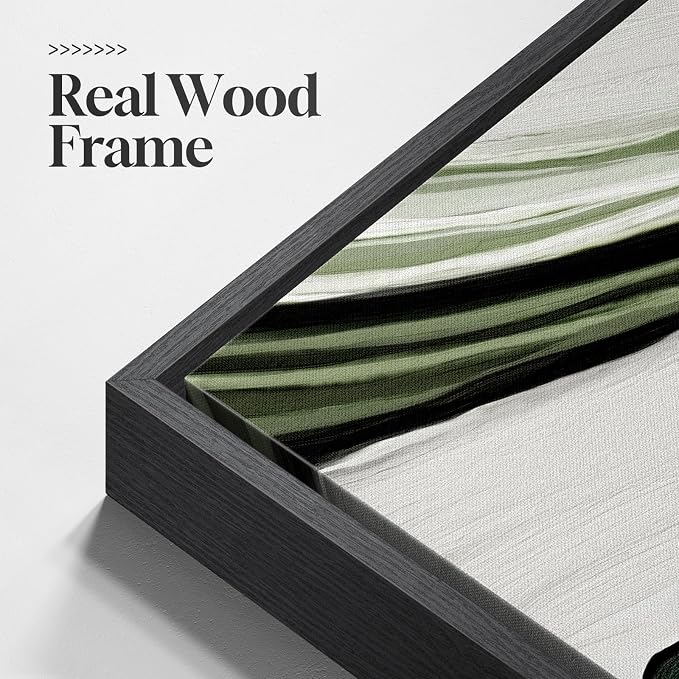 Large Framed Green White Abstract Wall Art for Living Room, 3 Piece 24x36 | Modern pictures, Canvas prints, Wood frame, Minimalist wall paintings, Wall decor for hallway dining room bedroom home office