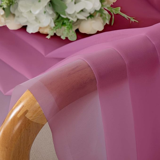 Simplebrand Hot Pink Short Sheer Curtains 45 Inch Length for Small Windows, Rod Pocket 2 Panels Set Solid Voile Drapes Window Sheer Curtains for Bedroom Bathroom Kids Room Kitchen, 42x45 Inch