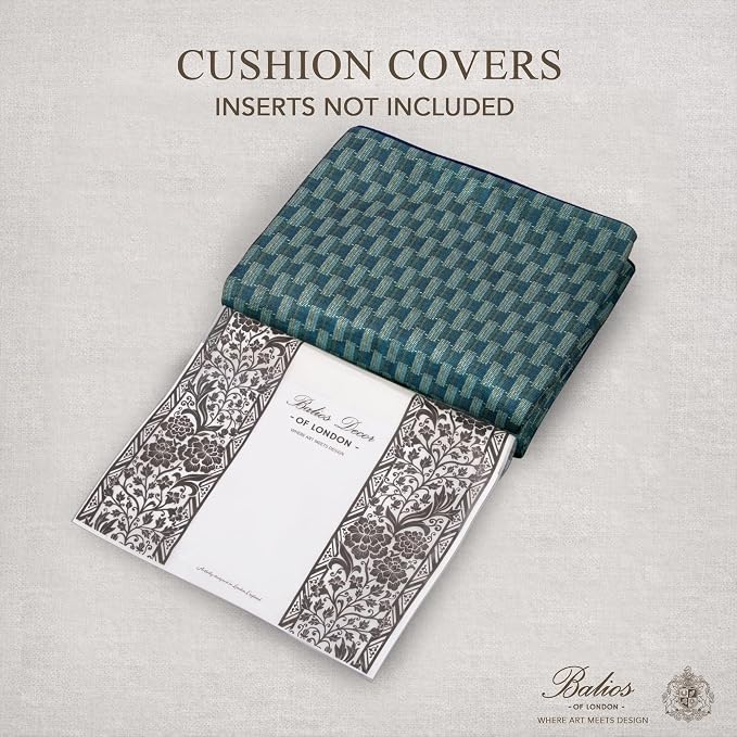 Balios Velvet Pillow Covers Set of 2, Decorative Cushion Covers for Sofa Couch, Hidden Zip, Covers Only, London Design – 18" x 18" (45 x 45 cm), Stonepath Weave in Midnight Blue