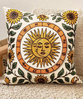 Embroidered Throw Pillow Cover 20x20 Inch, Sunflower Moon | Decorative Pillow Cover, Farmhouse Boho Cushion Case with Hidden Zipper, Autumn Decor for Couch, Sofa, Living Room, Bedroom