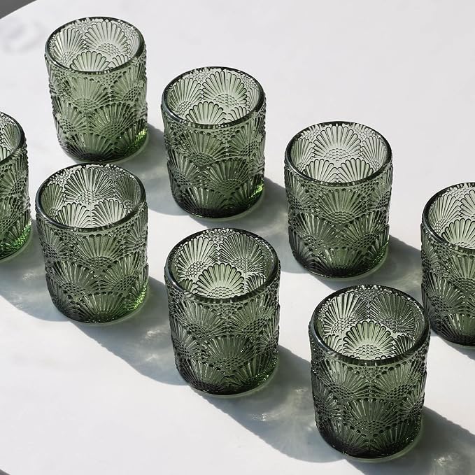 Woho 24pcs Green Votive Candle Holder, Tealight Candle Holder for Christmas