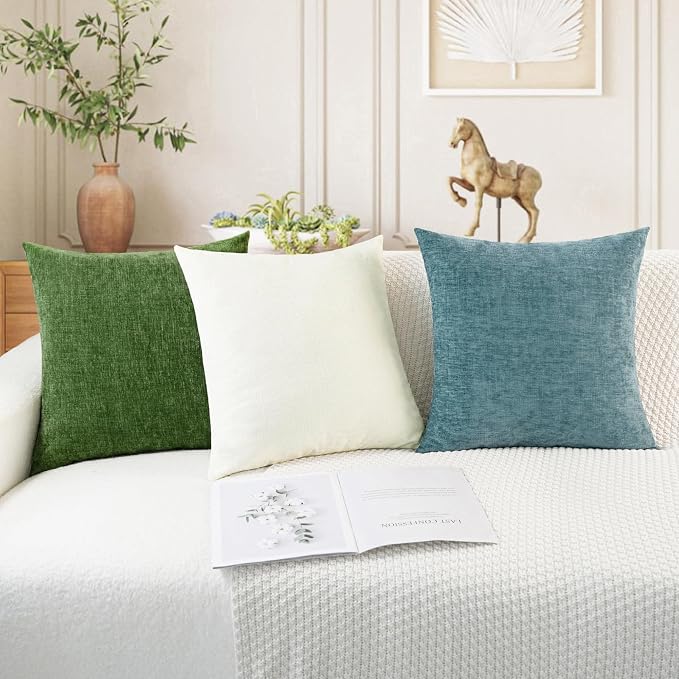 CaliTime Decorative Couch Throw Pillow Covers 22 X 22 Inches Forest Green