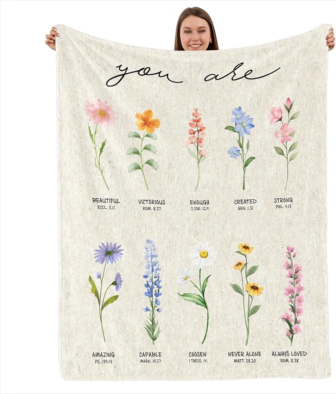 Christian Gifts for Women, Cozy Inspirational Soft Throw Blankets, Perfect Birthday & Religious Gifts for Sister, Friend, Daughter, Mom