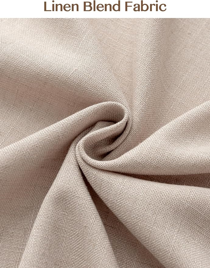 Pinch Pleated Linen Curtains 84 Inch Length 2 Panels, Light Filtering Linen Blend Drapes 40" W x 84" L, Natural Tapioca Neutral Curtains for Living Room Bedroom with Hooks