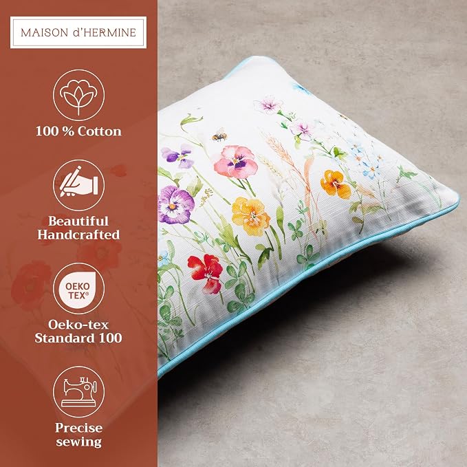 Maison d' Hermine Throw Pillow Covers 100% Cotton (12" x 20" - Pack of 1)