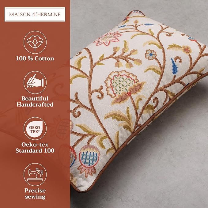 Maison d' Hermine Throw Pillow Covers 100% Cotton (12" x 20" - Pack of 1)