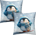 Winter Pillow Covers 24x24 Set of 2 Adorable Skiing Penguins Throw Pillow Covers Snowflakes Pillow Case Double Sided Printing Cushion Case for Home Decor Couch Sofa