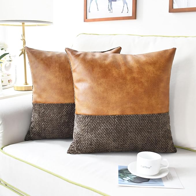CaliTime Decorative Couch Throw Pillow Covers 18 X 18 Inches Brown