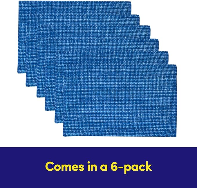 Sweet Home Collection 100% Cotton Placemats for Dining Room Rectangle Two Tone Woven Fabric 13" x 19" Soft Durable Table Mat Set, Set of 6, Dark Blue