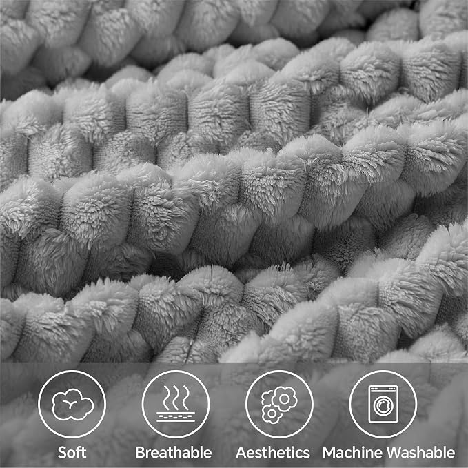BEDELITE Grey Large Throw Blanket for Couch, Cozy Gifts for Women, 50 * 70 | 3D Jacquard Decorative Fleece Blanket, Super Soft Plush Throws, Cute Birthday Gift for Women & Men, Suitable for All Seasons