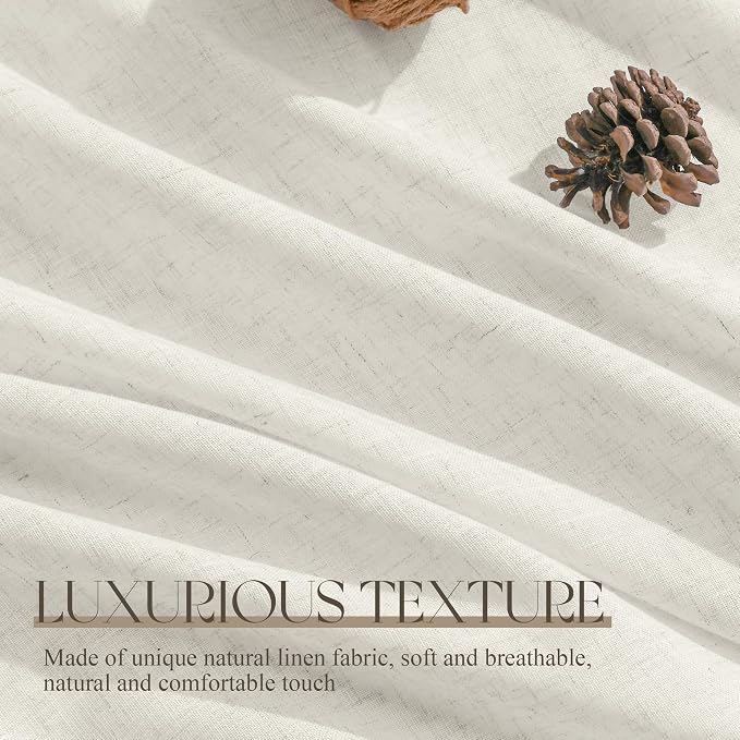 Jowels Warm Beige Linen Curtains 84 Inch Long 2 Panels for Living Room | Light Filtering Semi Sheer Curtain, Back Tab Pocket Pleated Look, Boho Farmhouse Textured Privacy Drapes for Bedroom Window