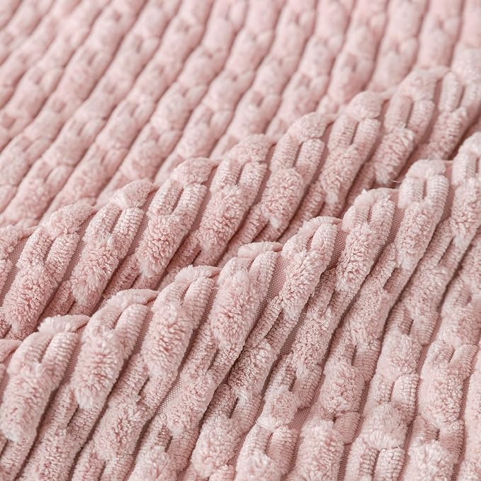 Set of 4 Light Pink Decorative Throw Pillow Covers 12x20 Inch Corduroy Pillow Covers for Bed Couch Sofa Living Room Soft Cushion Cases