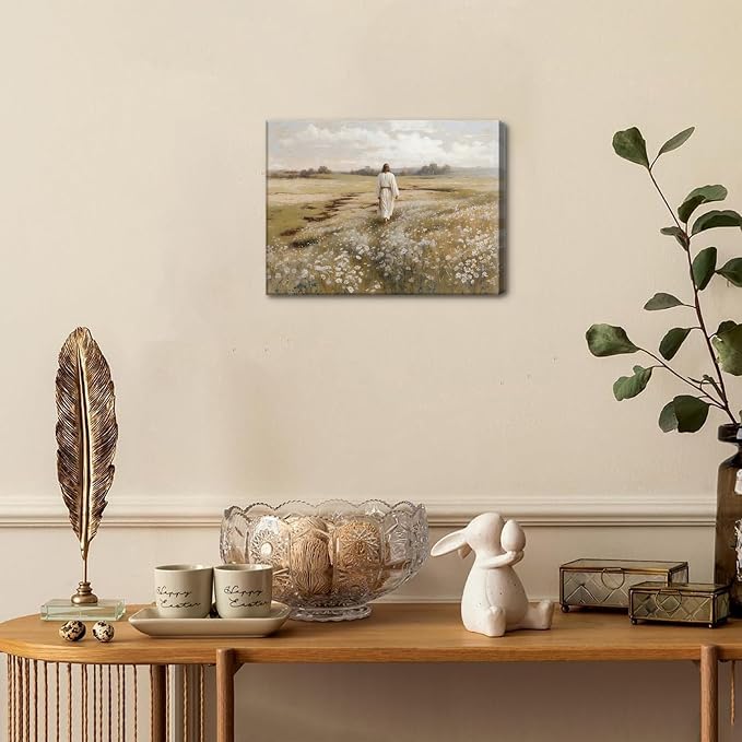 Tmvosn Jesus wall art decor（24" L x 16" W Plain Jesus Canvas Framed）