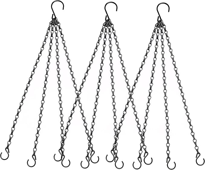 Heybe 20 Inch Hanging Basket Chain, 4 Point Hanging Chains with Hooks for Pot Planters Bird Feeders Lantern Lamp,Extended Hangers for Hanging Badkeys(20Inch, 4 Point)