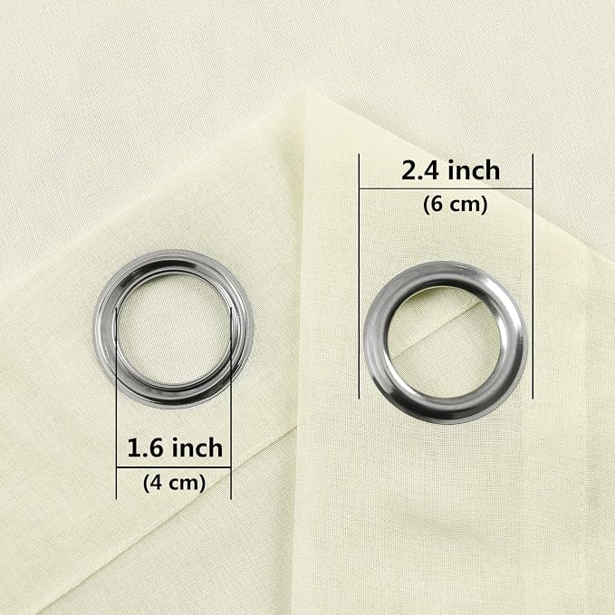 DWCN Ivory Sheer Curtains, Grommet Top Window Curtains for Bedroom & Living Room, Faux Linen Look Voile Semi-Transparent Solid Curtains Drapes Set of 2 Panels 52 x 102 Inch Long, Ivory