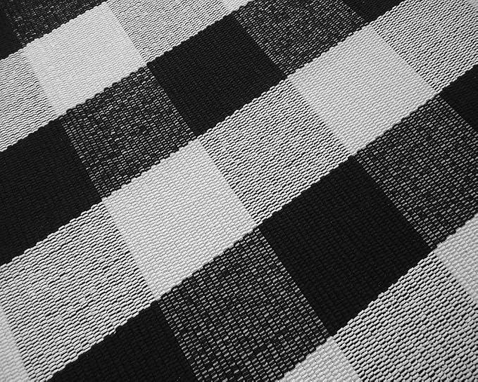 Levinis Buffalo Check Rug 3' x 5' - Retro Farmhouse Lattice Area Rugs - Black and White Checkered Plaid Rug for Front Porch/Kitchen/Bedroom, 35.4" x 59"