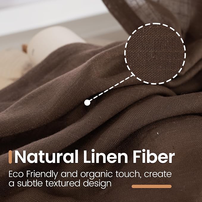 BGment Brown Linen Curtains 72 Inches Long for Living Room, Window Drapes Rustic Textured Semi Sheer for Farmhouse Beroom Dining Room Decor Rod Pocket Lightweight, 2 Panels Set, Each 52 Inch Wide